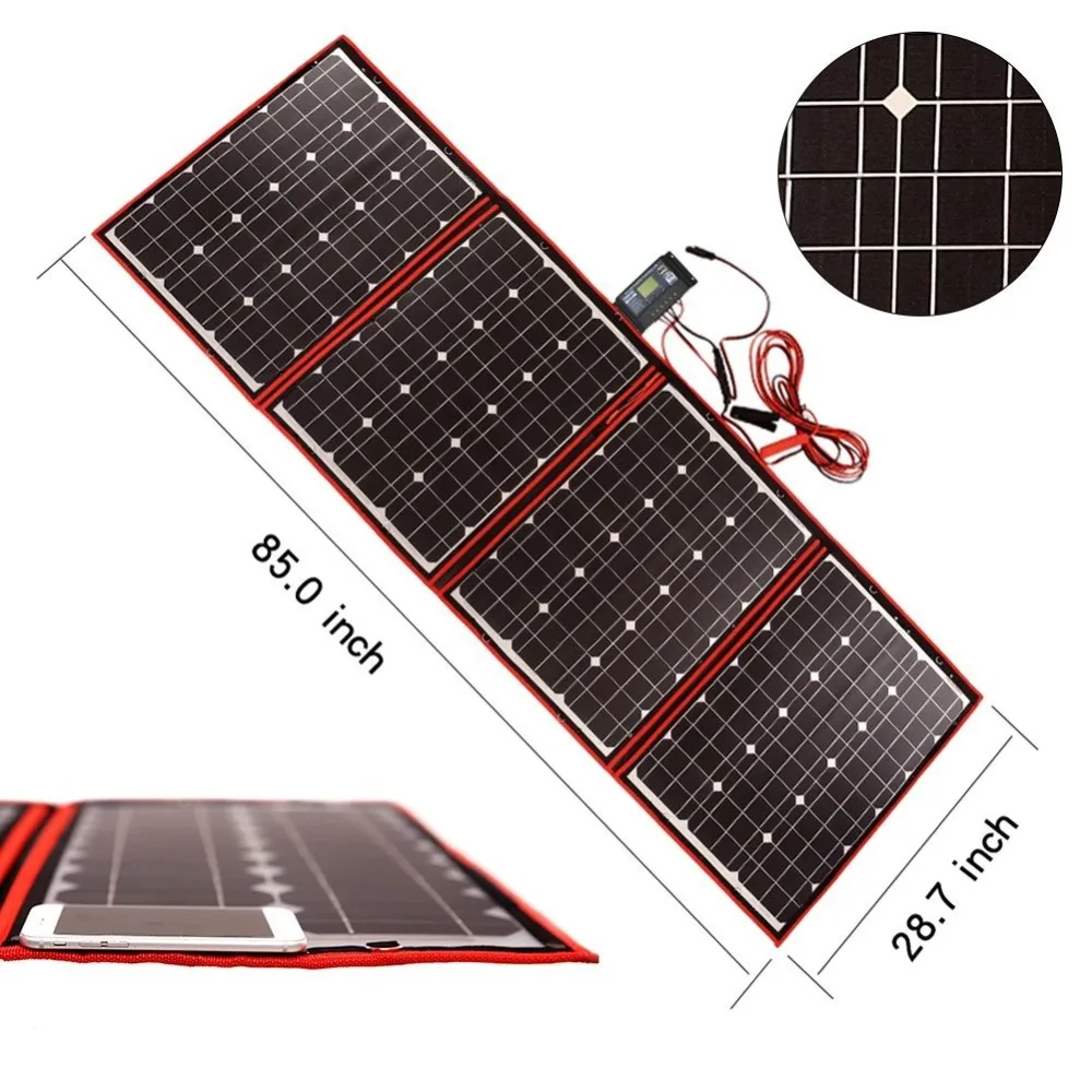  Dokio Black Solar Panels 200W (50Wx4pc) 18V China Foldable + 12V Controller Panels Solar Battery Ch