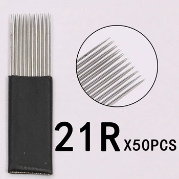 

Black 50pc Double Row 21 Pins Microblading Shading Blade Tattoo Needles Fog Eyebrow & Lip Needle For3D Tobori Eyebrow Manual Pen
