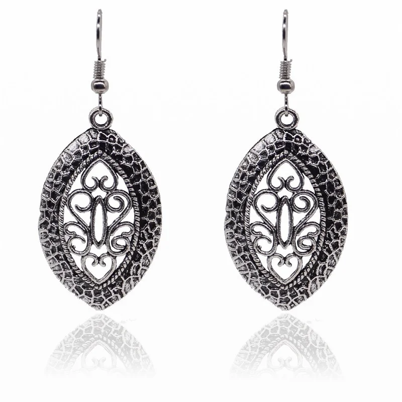 

Girl Hollow Retro 1 Pair Earrings Jewelry Silver Women Ethnic Sale Tibetan Gift
