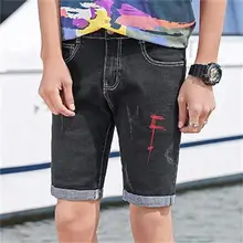 Новые мужские летние джинсовые шорты из тонкой ткани темно-синие модные джинсы с манжетами Большие размеры 28-36