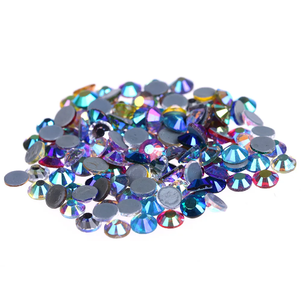 

1440pcs AAAA Quality Mix AB Crystals Glass Hot Fix Rhinestones For Clothing Decoration Garment Flat Back Iron On Rhinestone