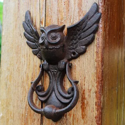 Винтажный дверной молоток из чугуна Сова декоративный дверной молоток из кованого железа дверная ручка защелка антикварные ворота украшенная птица для дома и офиса