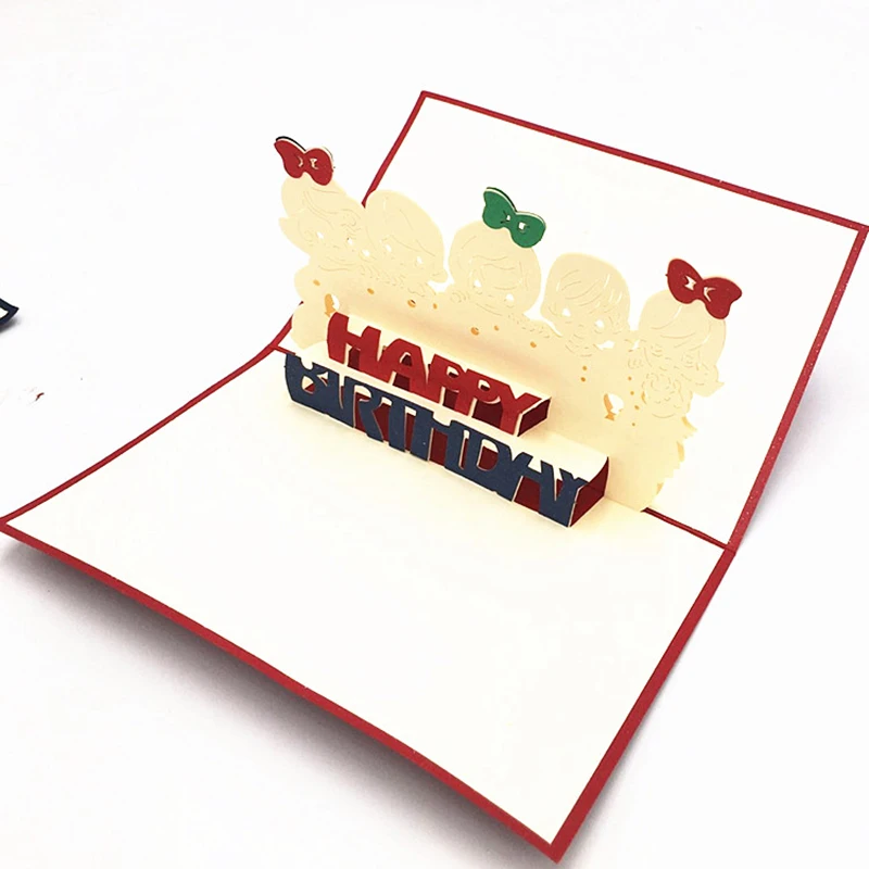  1pcs Handmade 3D Pop Up Card Paper Greeting Kirigami Card Children Invitation Happy Birthday Postca - 32961454094