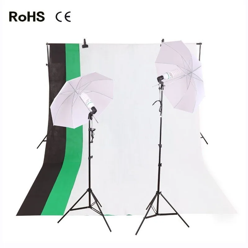 

NEW STYLE Photography 270w Light Bulb Muslin Backdrop Stand E27 Light Socket Soft Umbrella White Umberlla Set Photo Studio Kit