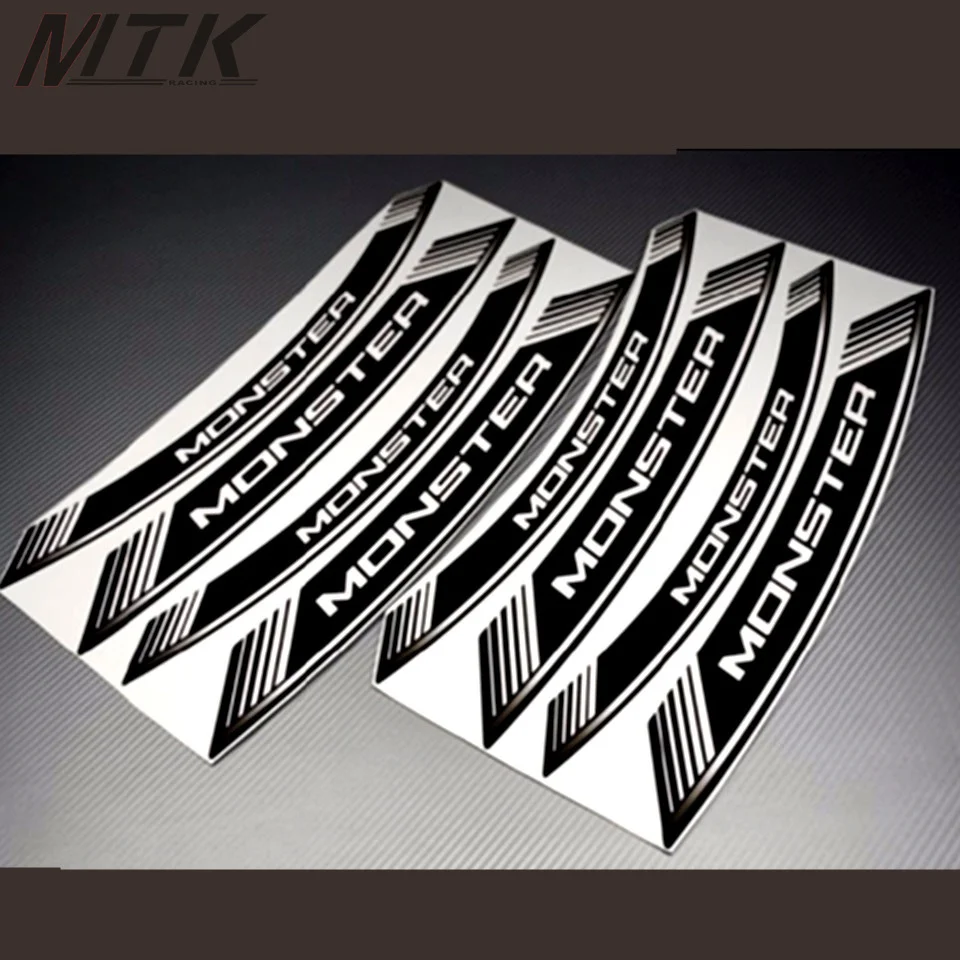 

For 696 695 796 795 821 1000 797 1100 1100 s Motorcycle 8X Thick Edge Outer Rim Sticker Stripe Wheel Decals