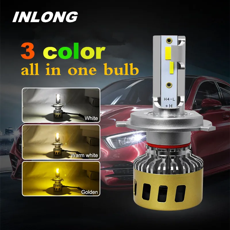 

INLONG Tricolor H7 LED Headlight Bulbs H11 H4 H8 H1 9005 9006 HB4 3000K 4300K 6000K 80W 10000LM Car Led Auto Headlamp Headlight