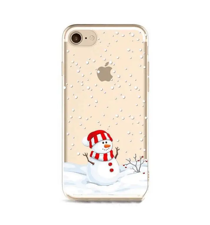 Christmas Festive Santa Reindeer Patterned Clear Soft TPU Case For iPhone 7 8 XR XS Max Phone Cover Coque For iPhone 6 SE 7 Plus (10)