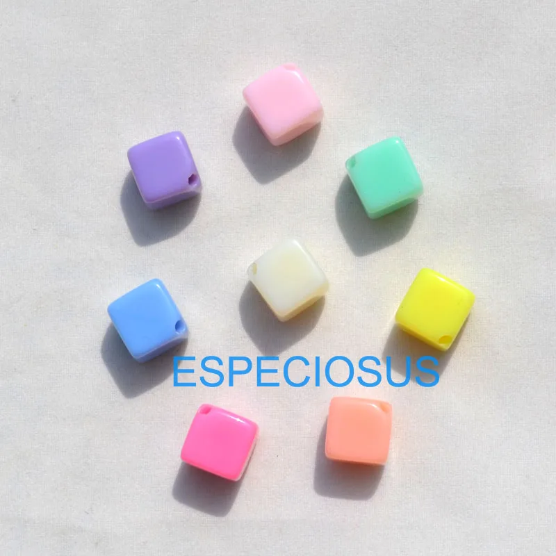 

50 pcs/lot DIY Jewelry Accessory Mix Color Square Shaped Acrylic Beads Necklace Bracelet Department 10MM jewelry Making Findings
