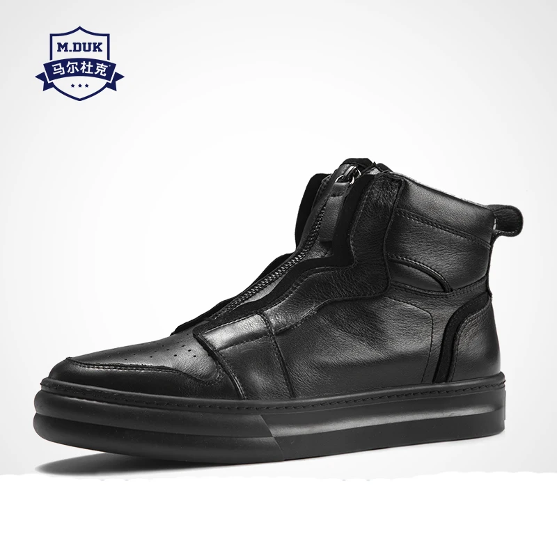 

men's hip-hop Genuine Leather shoes cowhide casual cowboy boots mens Korean youth chelsea boots autumn winter British retro