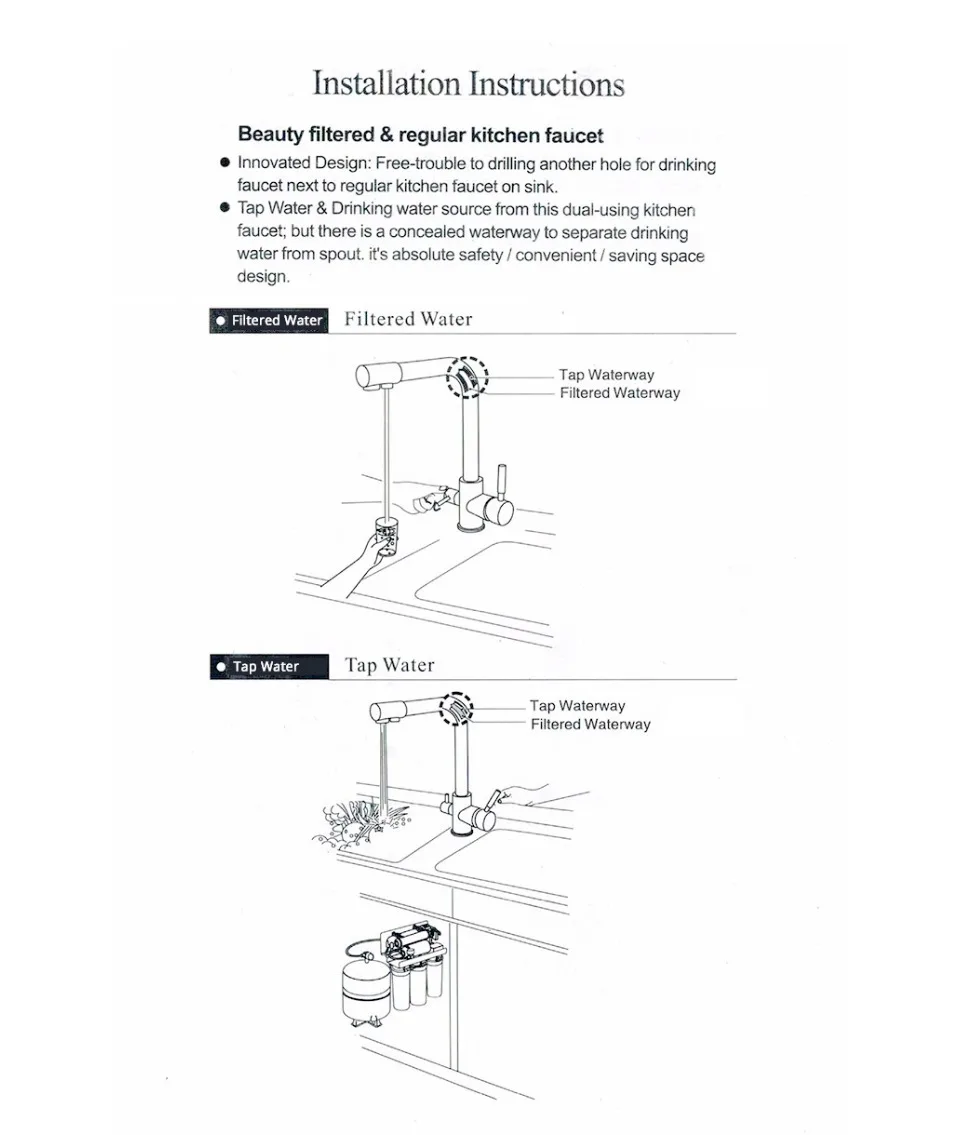 Uythner Water Filter Faucet kitchen faucets Dual Handle Filter faucet Mixer 360 Degree rotation Water Purification Feature Taps