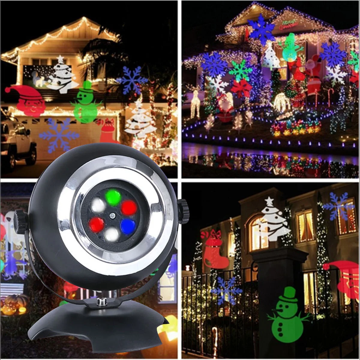 

Smuxi Led Stage Light IP65 6 Hole 4 Colors Laser Light LED Projection Lamp for Christmas Dance Party Projector