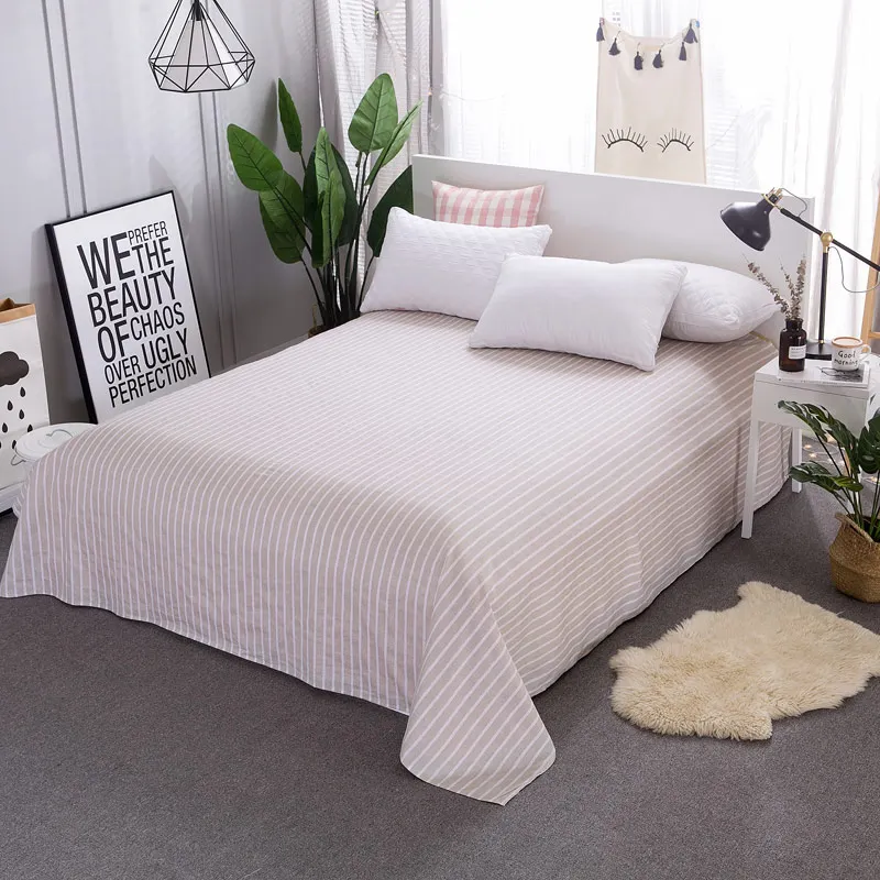 1-Piece-Blue-Stripes-Pattern-Flat-Sheet-for-Adult-100%-Cotton-Bed-Sheet-Queen-King-Size-Bed-Linen-Super-Soft-Bedspread-3