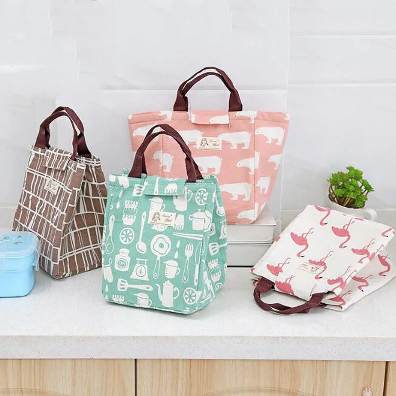 

For Women Kids Men Insulated Canvas Box Tote Bag Thermal Cooler Food Big Lunch Bags Waterproof Handle Carrying Lunch Cases 1