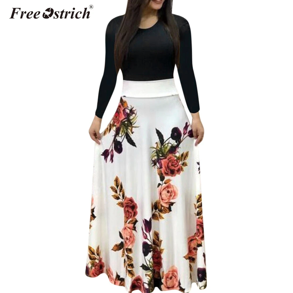

Free Ostrich Dress Women Autumn O Neck Long Sleeve Print Casual Robe Pull Allentato Abiye Gece Elbisesi Jardineira Feminina N30