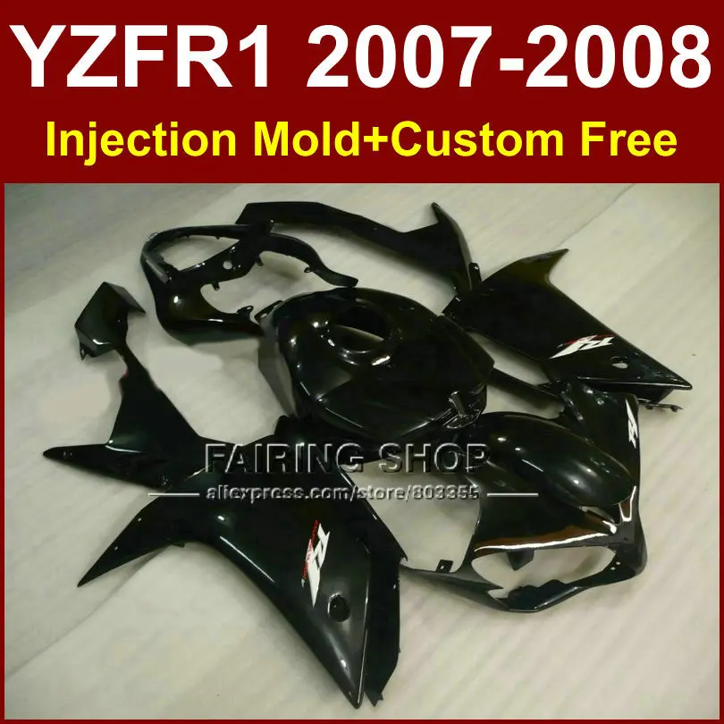 Глянцевый черный обтекатель для YAMAHA YZFR1 2007 2008 комплекты обтекателей R1 YZF