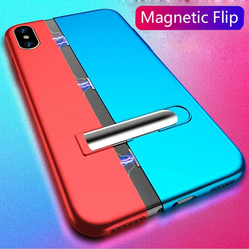 

YISHANGOU Magnetic Removable Bracket Shockproof Hard Case Cover For iPhone XS Max XR X 10 8 7 6s 6 plus protective phone cover