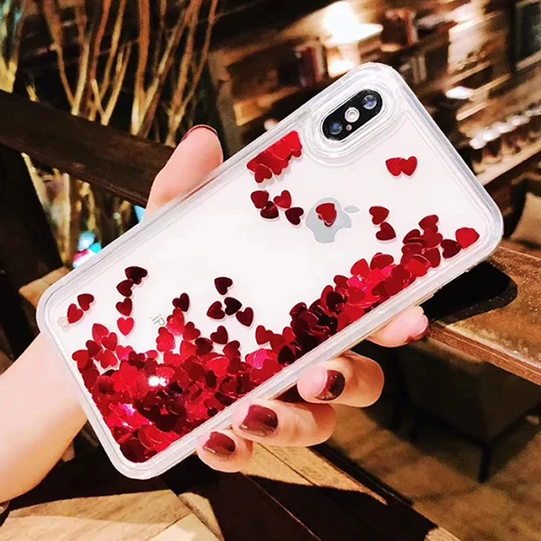 Любовь Сердце с блестками зыбучие пески чехол для iphone 11 Pro 11 Pro MAX XS Max XR X 8 7 6 Plus Сияющий динамический Жидкий блеск чехол для телефона - Цвет: Style 1
