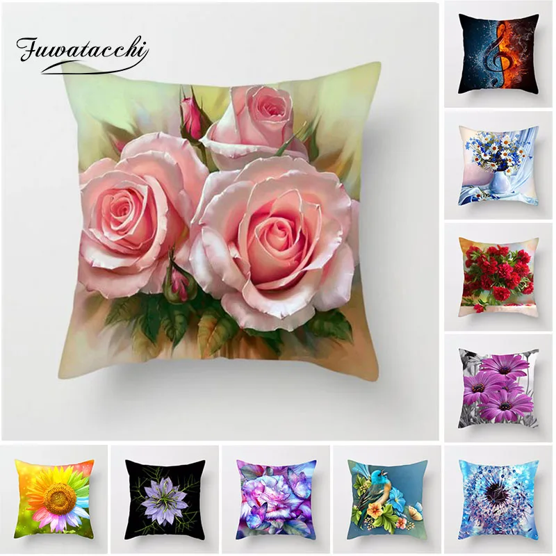Fuwatacchi чехол для подушки с цветком, разноцветные розовые подушки с подсолнухом, чехол для автомобиля, дома, гостиной, декоративная наволочка, новинка
