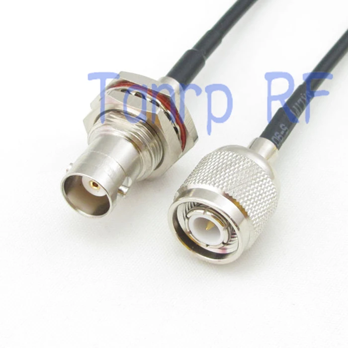 

6in TNC male plug to BNC female with nut bulkhead RF connector adapter 15CM Pigtail coaxial jumper cable RG174 extension cord