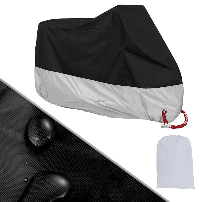 

Waterproof Outdoor Motorbike UV Protector Rain Dust Bike Motorcycle Cover Size L/XL silver and black wholesale
