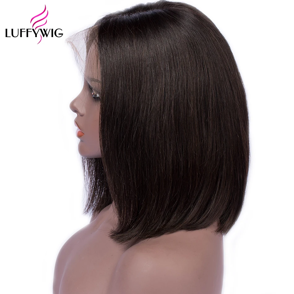 Luffyhair перуанские Remy(Реми) из натуральных волос, короткая стрижка Боб с целой кружевой парик прямого покроя Боб кружево парики с детскими волосами отбеленные средняя часть