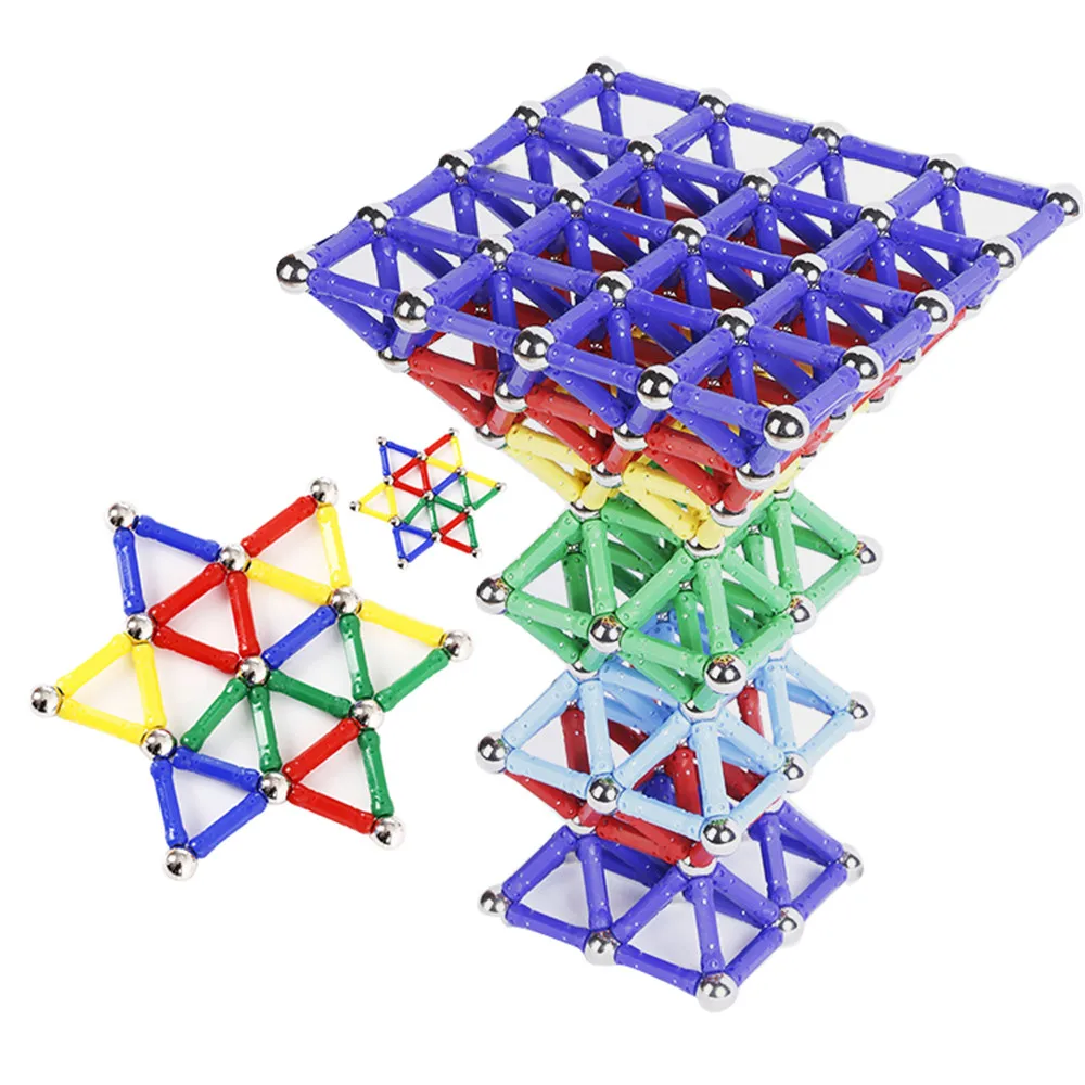 

60 pcs Magnet Stick Toy Bars & Metal Balls Magnetic Building Blocks Construction Toys Children DIY Designer Educational Toys#
