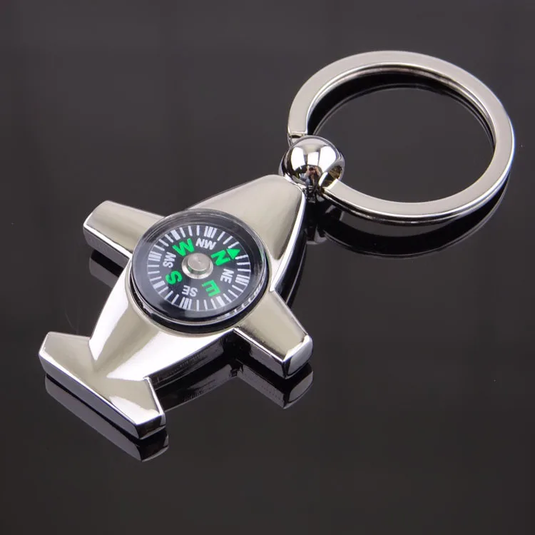 

New Metal Plane Shaped Keyrings Men Compass Key chain Women Charm Key holder Custom LOGO for Event Gifts Jewelry