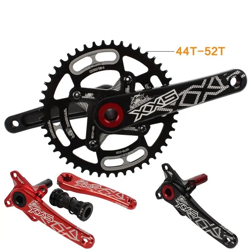 

MTB mountain bike hollow integral crankset Aluminum alloy crank 44T 46T 50T 52T chainring bicycle crank wheel