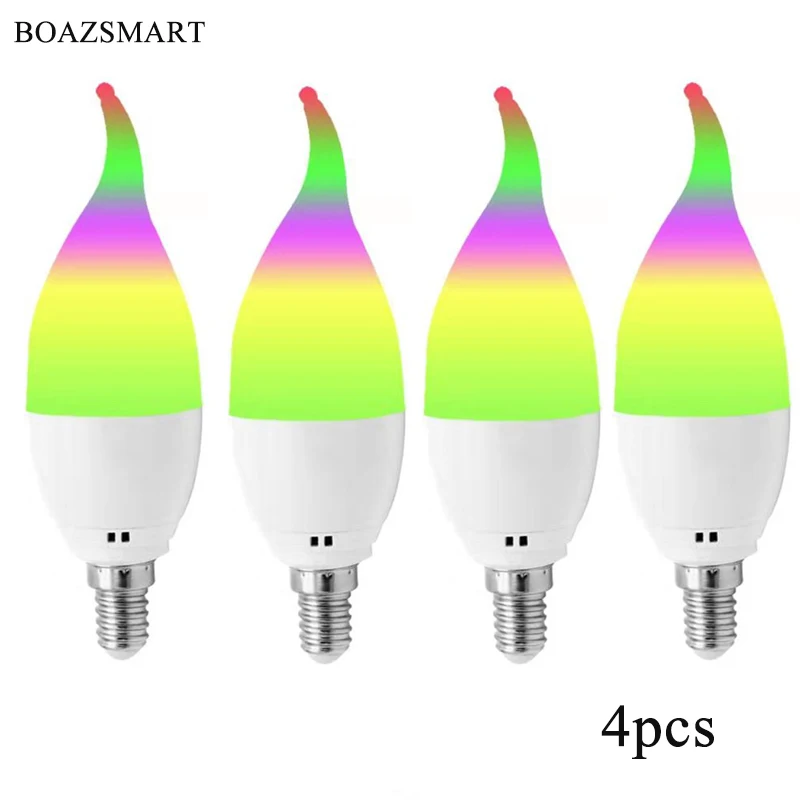 

Smart LED Light E14 Candelabra Base 5W,Compatible with Amazon Alexa/Google/Siri/IFTTT,Multicolor RGBW No Hub Required Bulb(4pcs)