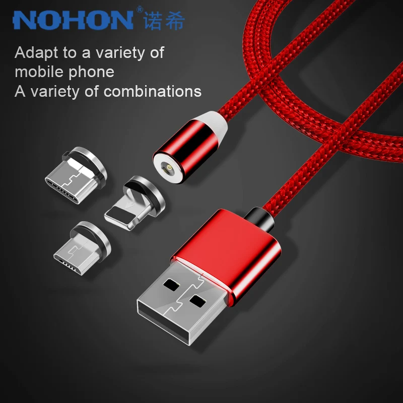 NOHON нейлоновые магнитные кабели для зарядки Micro usb type-C 8 Pin для iPhone 7 8 X iOS Android универсальный кабель для быстрой зарядки 1 м