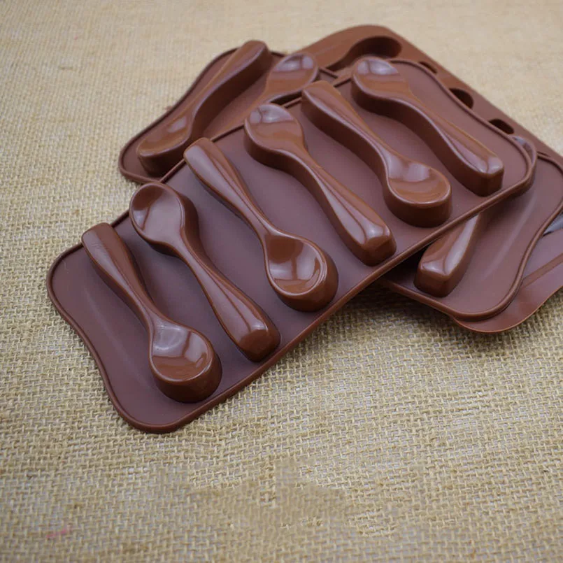 

1PC Siliocone Chocolate Mold 6 Lattice Spoon Shape Cookie Handmade Soap Modelling Supplies Heat-Resistant Cake Decorating Tools