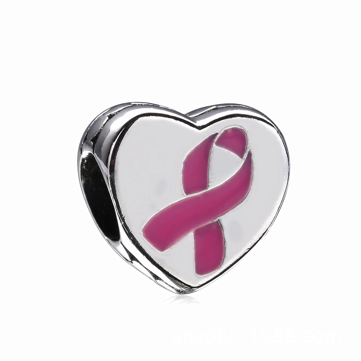 925 Sterling Silver Breast Cancer Awareness Ribbon Hope Charms Bead Fit