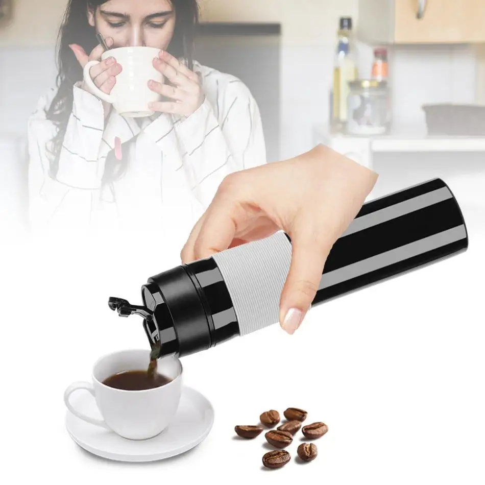 

350ml Stainless Steel Manual Coffee Maker Portable French Press Pot Tea Maker Vacuum Insulated Self-lock
