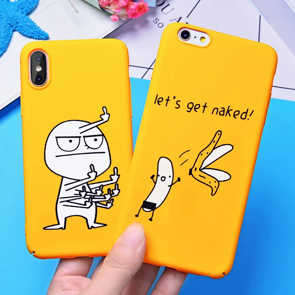 Cute Cartoon Case For iphone 7 6 6S 8 Plus Case For iPhone X 10 Funny Middle Finger Yellow Back Cover Phone Cases Artisome       (10)