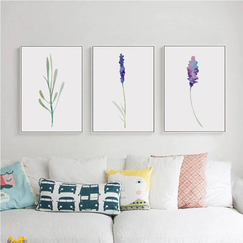 Elegant Poetry Simple Watercolor Flower Plant A4 Canvas Painting Art Print Poster Picture Mural Home Bedroom Decoration | Дом и сад