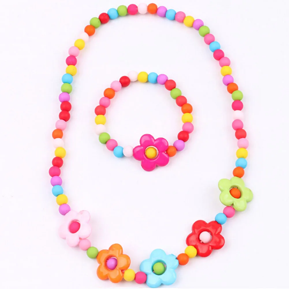Горячая Мода 1 комплект ожерелье и браслет яркие цвета бабочки детское безопасное ожерелье красота Вафля принцесса детские ювелирные изделия