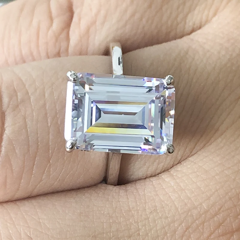 Черная пятница 6 карат изумрудная огранка 14*10 мм S925 Серебряное кольцо SONA бриллиантовое кольцо Halo изысканное уникальное обручальное кольцо