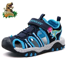 DINOSOLES Baby Boy Sandals Light Up Mesh Kids Shoes 3D Dinosaur Summer Beach Children Sandal 2019 LED Glowing Toddler Shoes