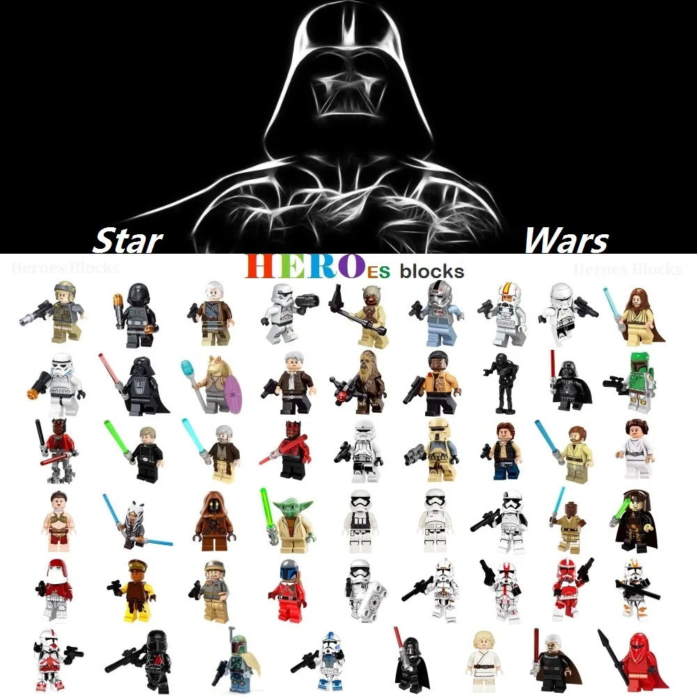 

Single Star Wars Stormtrooper Darth Vader Han Solo Building Blocks Jedi Yoda Obi Wan Figure Brick Toy kid gift Compatible Legoed