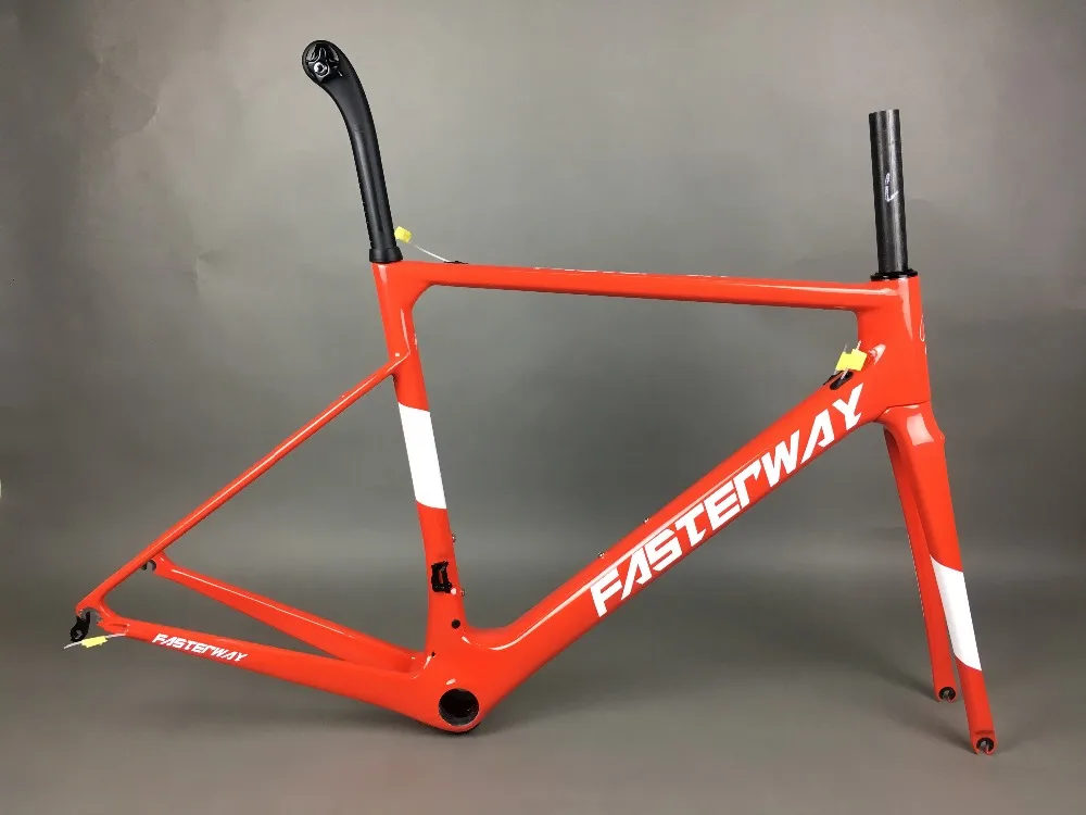 Flash Deal light blue 2018 TAIWAN FASTERWAY classic carbon road frameset UD weaves carbon bike frame:Frameset+Seatpost+Fork+Clamp+Headset 77