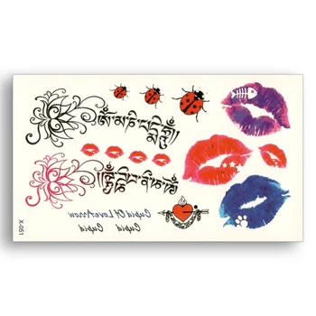

Waterproof Temporary Tattoo Sticker Women Men Water Transfer fake tattoo beauty Makeup tools Body Art Sexy red blue lips