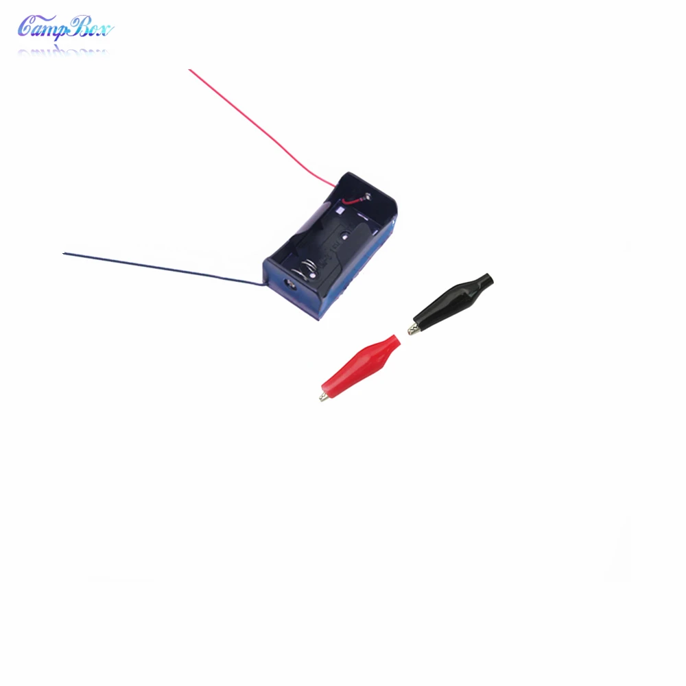 10Pcs 1xD Type Battery Case Holder Socket Wire Junction Box With 15cm Wires Black Red Crocodile