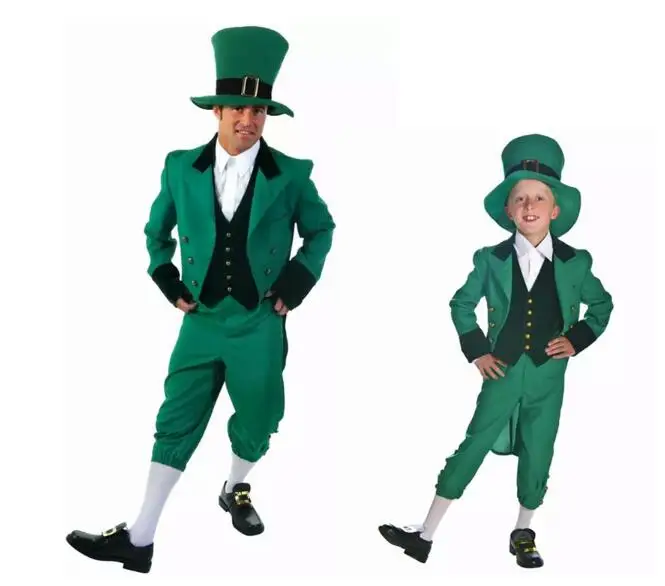 Хэллоуин ирландские Феи Alice детские маскарадные костюмы для взрослых, принт «эльфы»; маскарадный костюм; Отец и сын маг
