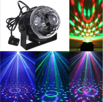 

110V 220V Mini RGB LED Crystal Magic Ball Stage Effect Lighting Lamp Bulb Party Disco Club DJ Light Laser Show Lumiere Beam
