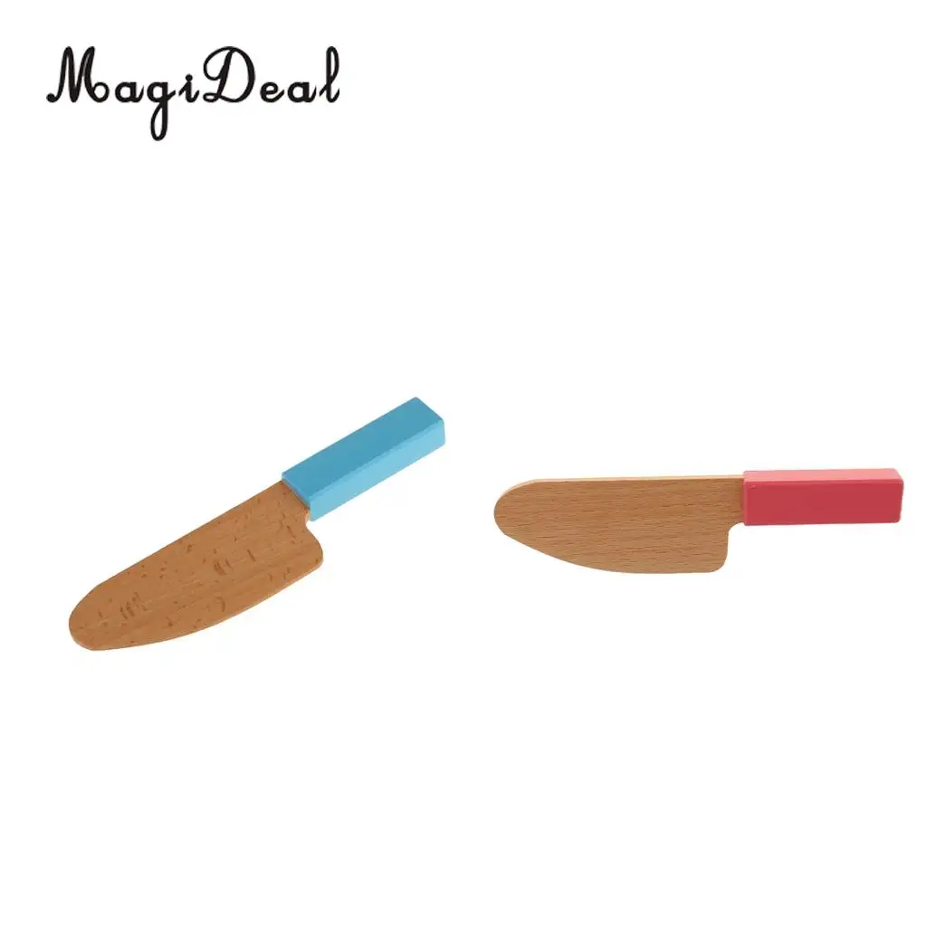 1Pc Wooden Mini Miniature Cut CuttingKnife Kitchen Kitchenware Dollhouse Toy for Kids Children Role Pretend Play Gadget 2Colors