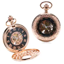 Бронзовое Золотое стекло Мужские Механические карманные часы с цепочкой в стиле стимпанк relogio