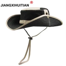 Летняя мужская шапочка из спандекса шапки для рыбака, с хлопковой подкладкой, большой край Кепка с козырьком от солнца мужской Кепка с покрывалом Повседневное на открытом воздухе Защита от солнца на рыбалке шляпа