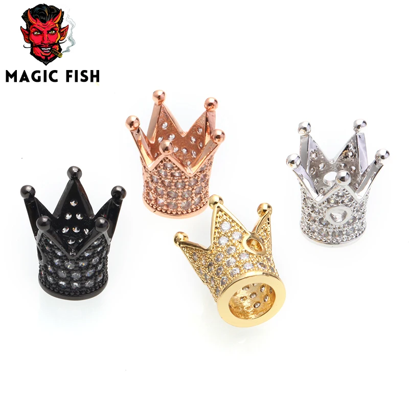 

1pcs Crown Charm Beaded Brass Metal Pave CZ fit 8mm Bracelet Spacer Beads Original Jewelry Making Diy bracelet&necklace CROWN