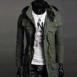 Корейской версии тенденция тертые хлопковые с капюшоном Для мужчин пальто Модная ветровка a449f234