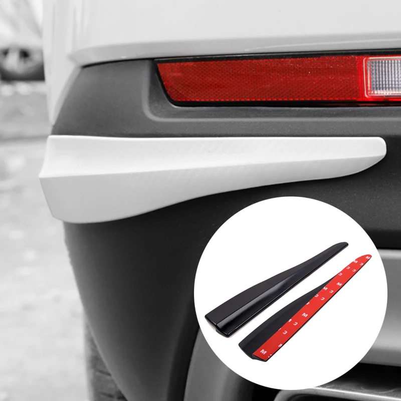 2pcs Car Front Rear Bumper Protector Guard Strip Rubber Scratch Sticker Black White Carbon Universal Adhesive Auto Lip Splitter